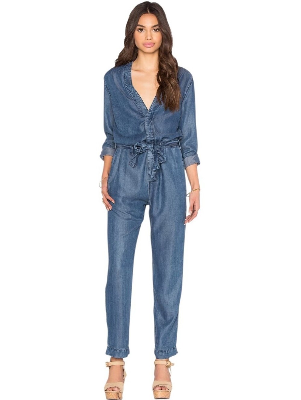 Free People Lou Denim 100% Lyocell Jumpsuit
